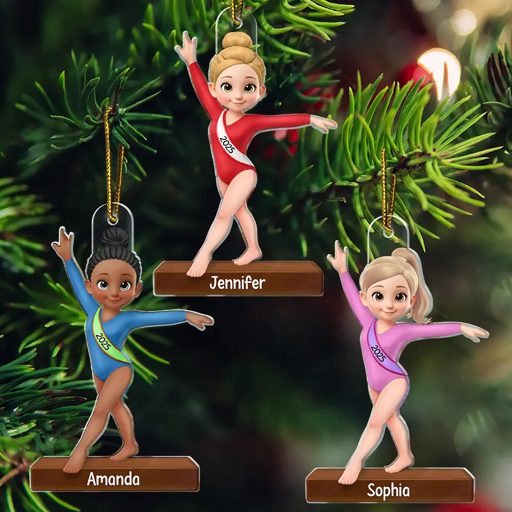 Gift For Yourself, Gift For Women, Gift For Men, Happy, Christmas - 3D Effect Gymnastic Girl - Personalized Custom Shaped Acrylic Ornament