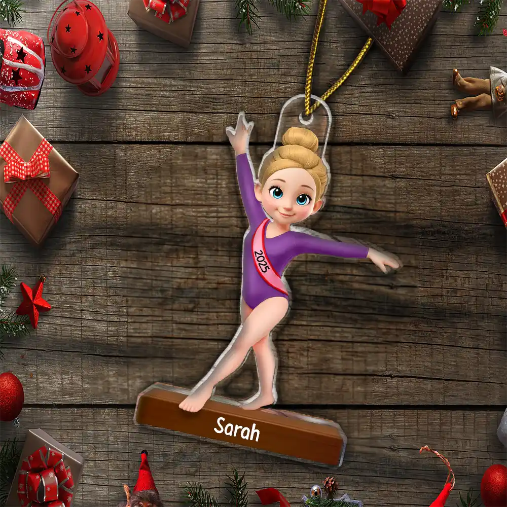 Gift For Yourself, Gift For Women, Gift For Men, Happy, Christmas - 3D Effect Gymnastic Girl - Personalized Custom Shaped Acrylic Ornament