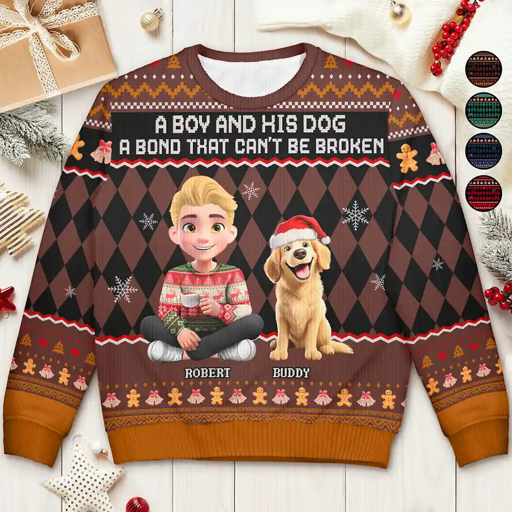 A Bond That Can't Be Broken Dog Lover 3D Effect - Personalized Unisex Ugly Sweater