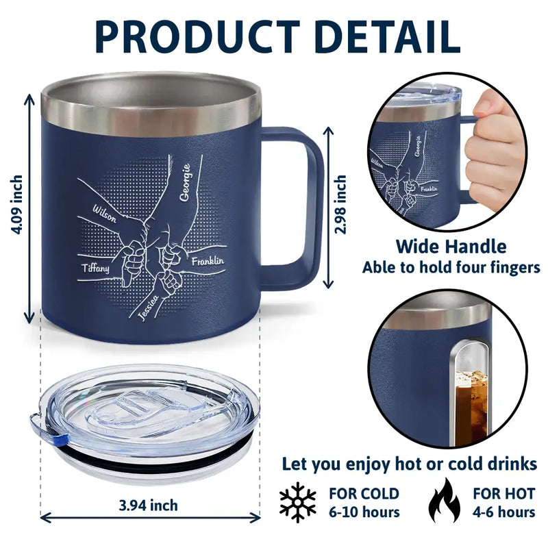 Hand In Hand, I Will Always Protect You - Personalized 14oz Stainless Steel Tumbler With Handle