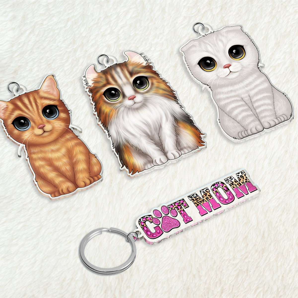 Cute Cat - Funny Gift For Cat Lovers, Cat Mom, Cat Dad - Personalized Acrylic Tag Keychain