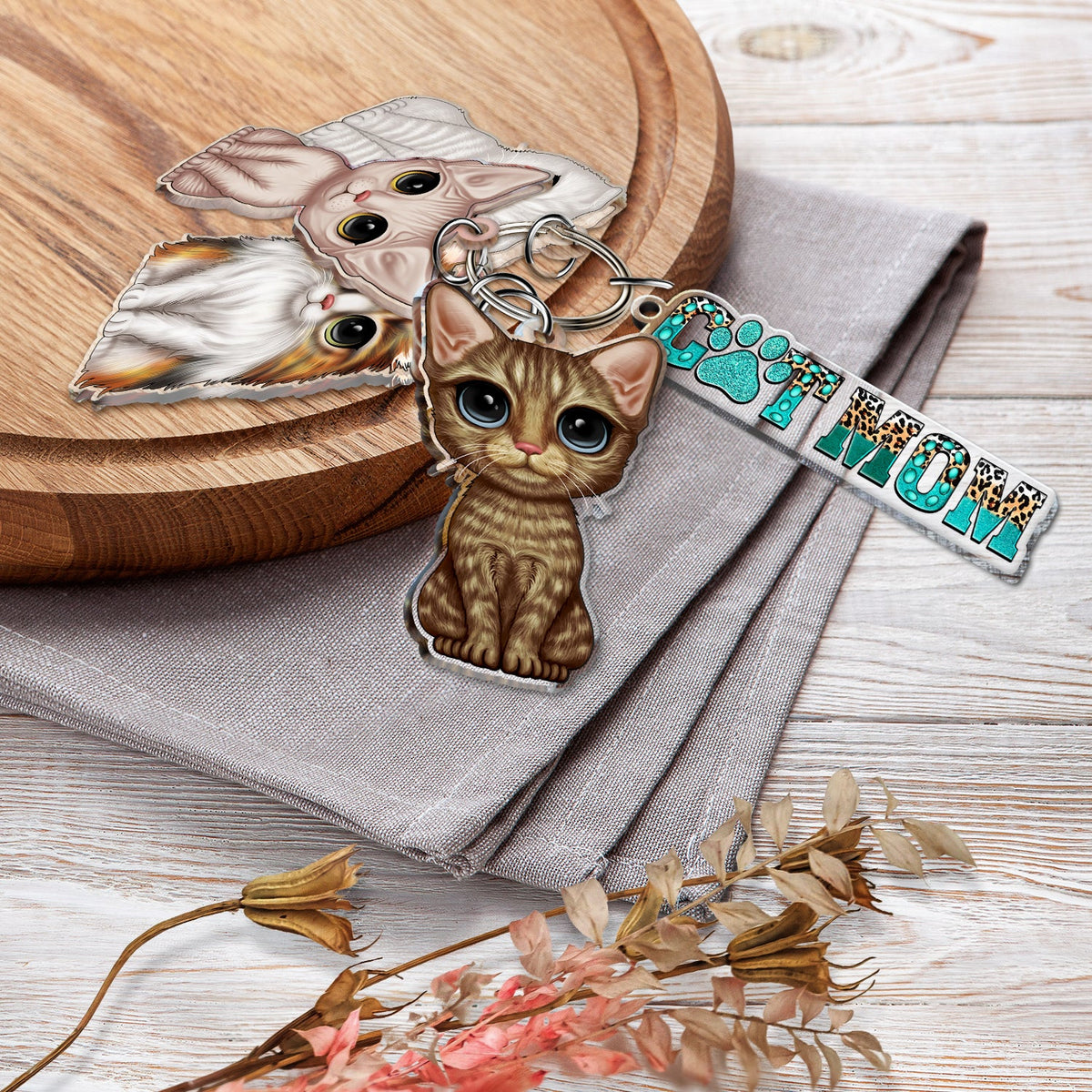 Cute Cat - Funny Gift For Cat Lovers, Cat Mom, Cat Dad - Personalized Acrylic Tag Keychain