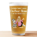 Dog Mom, Dog Lovers, Gift For Yourself, Pet Lovers - A Woman Cannot Survive On Beer Alone Dog Mom Dog Dad - Personalized Beer Glass