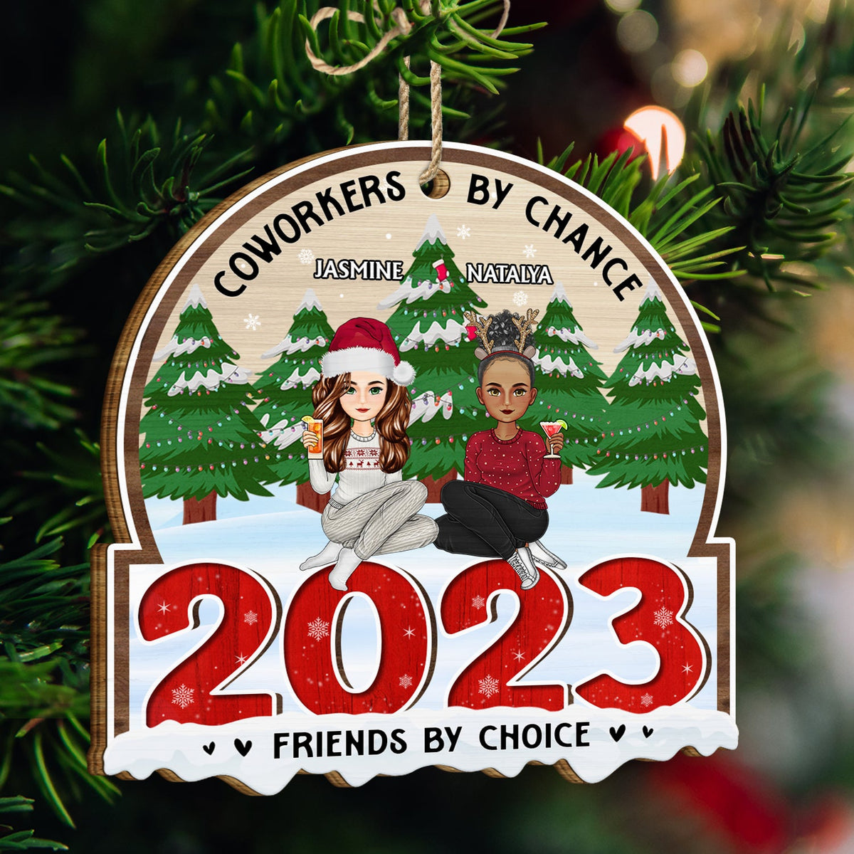Christmas Colleagues 2023 Coworkers By Chance - Gift For Colleagues - Personalized Custom Shaped Wooden Ornament