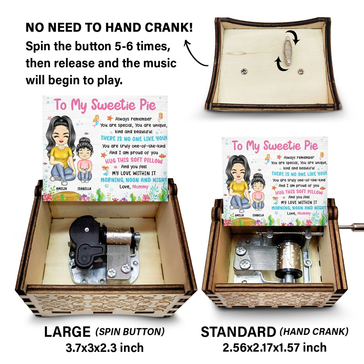 Always Remember You Are Special - Gift For Granddaughter, Grandson, Kids - Personalized Spin Button, Hand Crank Music Box