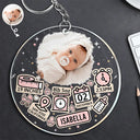 Gift For Mother, New baby, New Mom, Gift For Kids - Custom Photo Baby Newborn Information Icon - Personalized Acrylic Keychain