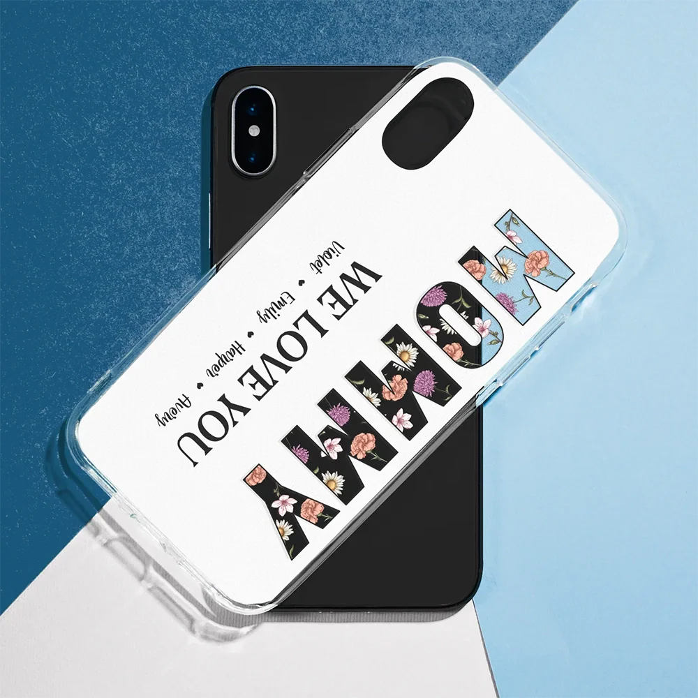 Gift For Mother, Mom, Children - Mommy Grandma Birth Month Flower We Love You - Personalized Clear Phone Case