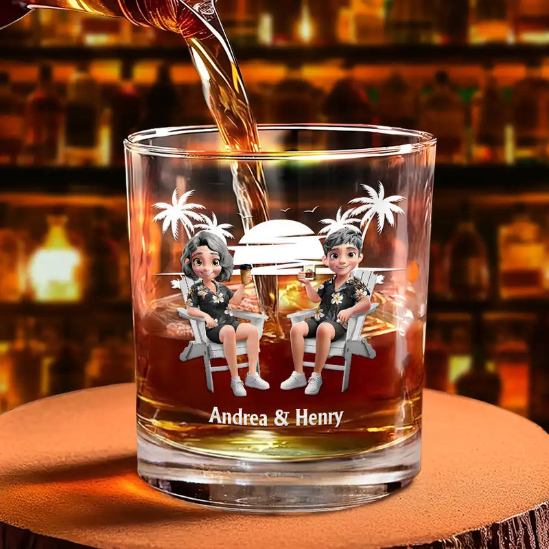 Gift For Couples, Gift For Husband, Gift For Wife, Gift For Boyfriend, Gift For Girlfriend, Funny - Annoying Each Other Since - Personalized Whiskey Glass