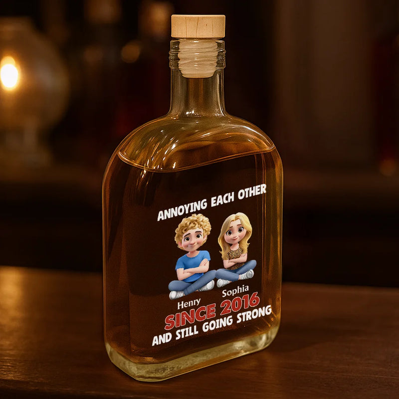Gift For Couples, Gift For Women, Gift For Men, Gift For Husband, Gift For Wife, Gift For Girlfriend, Gift For Boyfriend, Top Market, Old Couples, Love - Annoying Each Other Since Couple - Personalized Whiskey Bottle