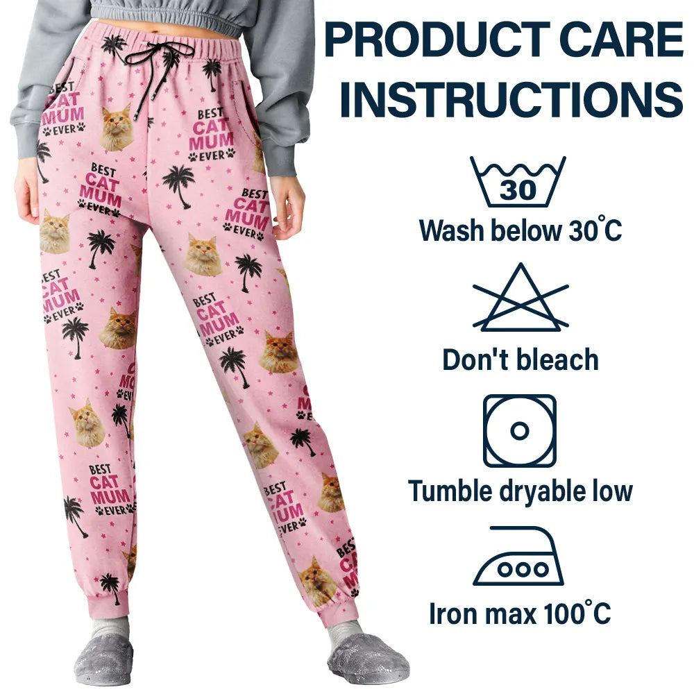 Custom Photo,Pet Lovers,Pet Mom,Pet Dad,Happy - Custom Photo Best Dog Cat Dad Mom Ever - Personalised Pyjama Bottoms