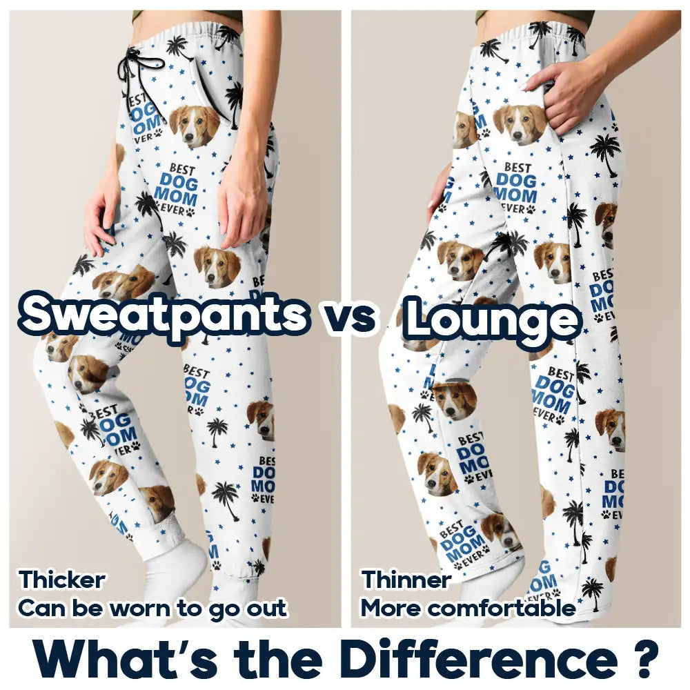 Custom Photo,Pet Lovers,Pet Mom,Pet Dad,Happy - Custom Photo Best Dog Cat Dad Mom Ever - Personalised Pyjama Bottoms