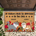 Pet Lovers, Cat Lovers, Cat Couple - All Visitors Must Be Approved By The Cats Flower Garden - Personalized Doormat