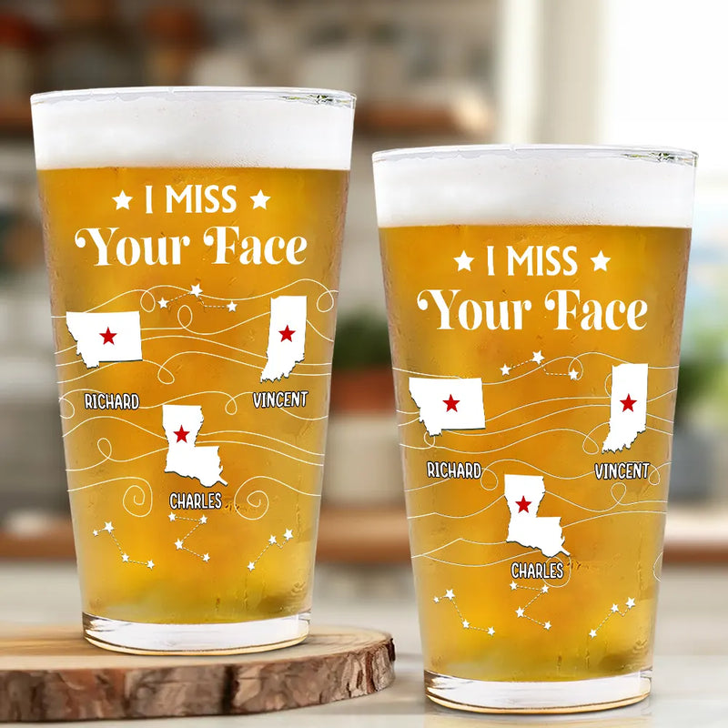 Family, Gift For Brothers, Gift For Bestie, Gift For Sisters, Gift For Sibling - Long Distance Family Bestie Never Too Far To Drink Together - Personalized Beer Glass