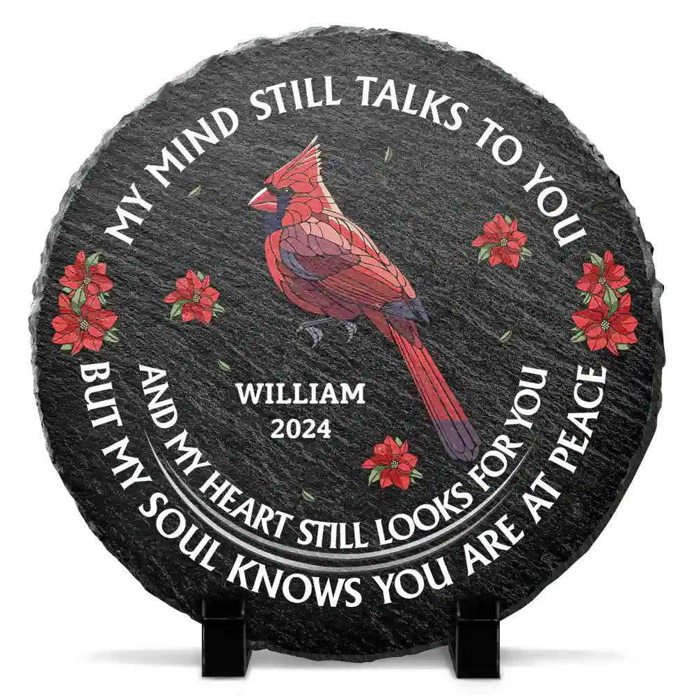 Memorial, Family, Gift For Yourself - Memorial My Mind Still Talks To You - Personalized Circle Memorial Garden Stone