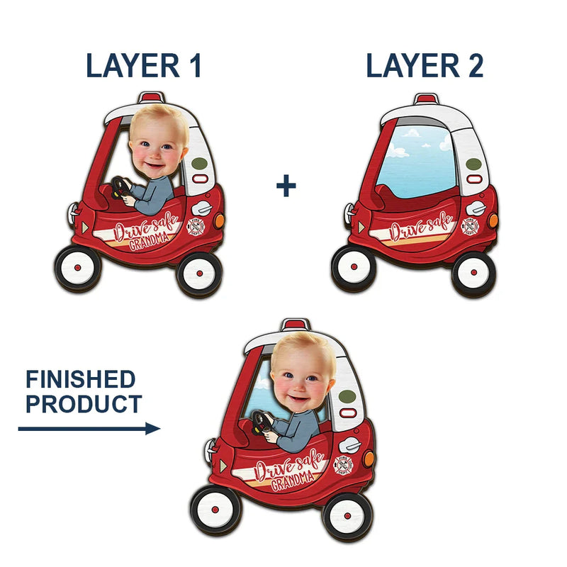 Gift For Father - Custom Photo Cute Baby Drive Safe Daddy - Personalized Custom Shaped Car Visor Clip
