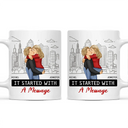 Christmas,Gift For Couples,Gift For Husband,Gift For Wife,Gift For Boyfriend,Gift For Girlfriend,Funny - It Started With A Message Couples - Personalized Mug