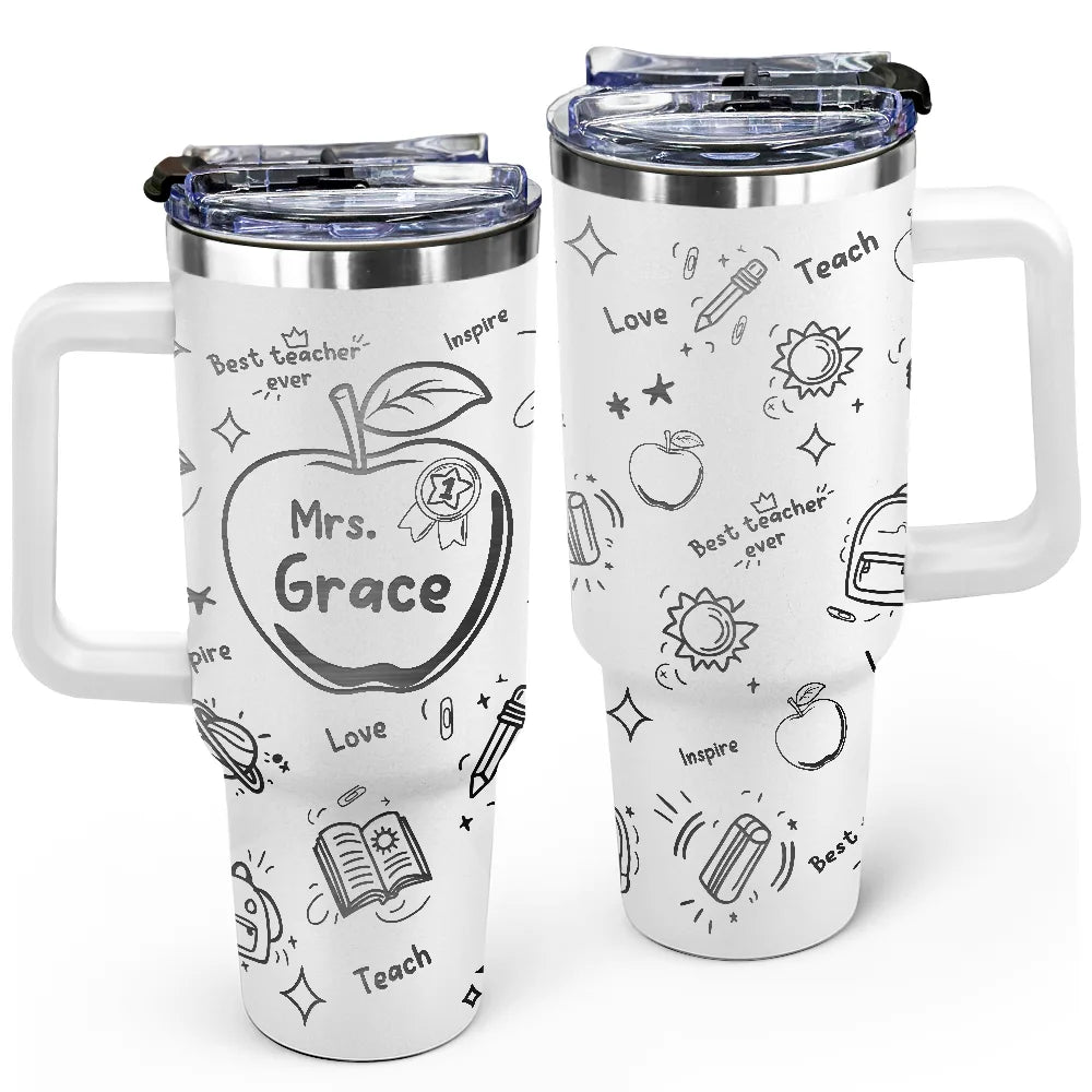 Best Teacher Ever Award Doodle - Personalized Engraved 40oz Tumbler