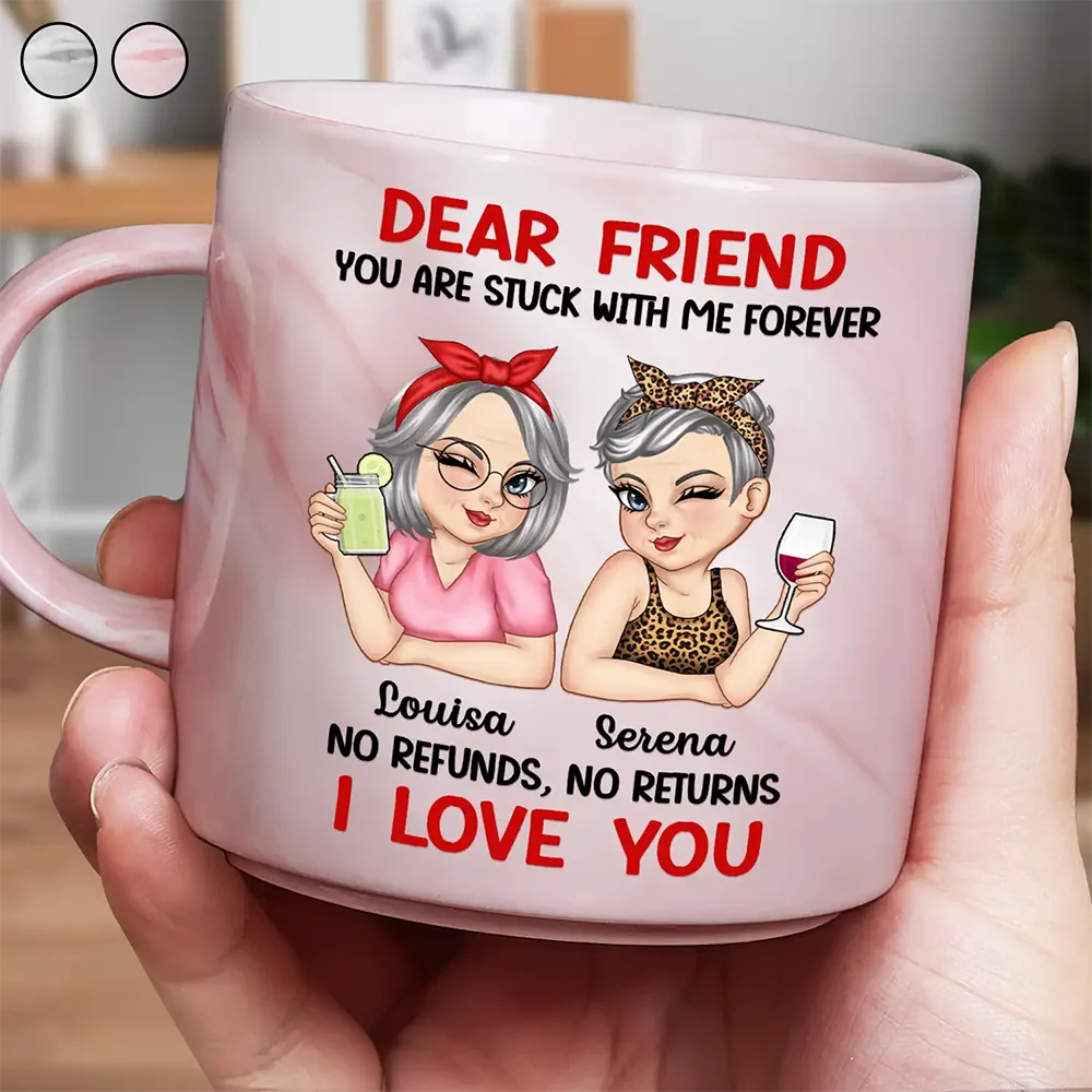 Gift For Bestie, Gift For Women, Top Market, Happy - Bestie You Are Stuck With Me Forever - Personalized Marble Mug