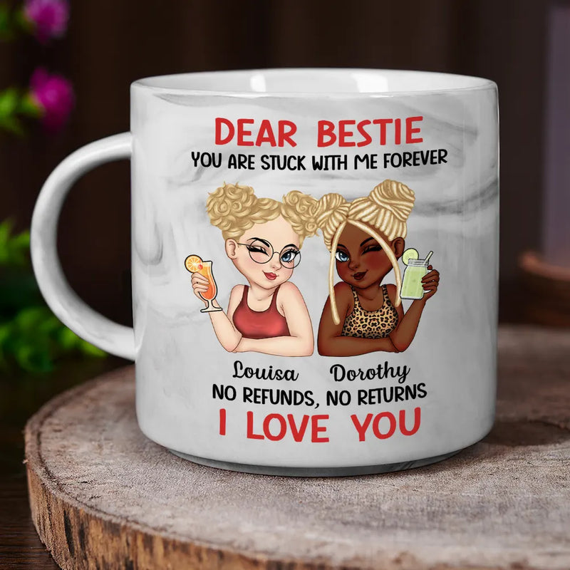 Gift For Bestie, Gift For Women, Top Market, Happy - Bestie You Are Stuck With Me Forever - Personalized Marble Mug