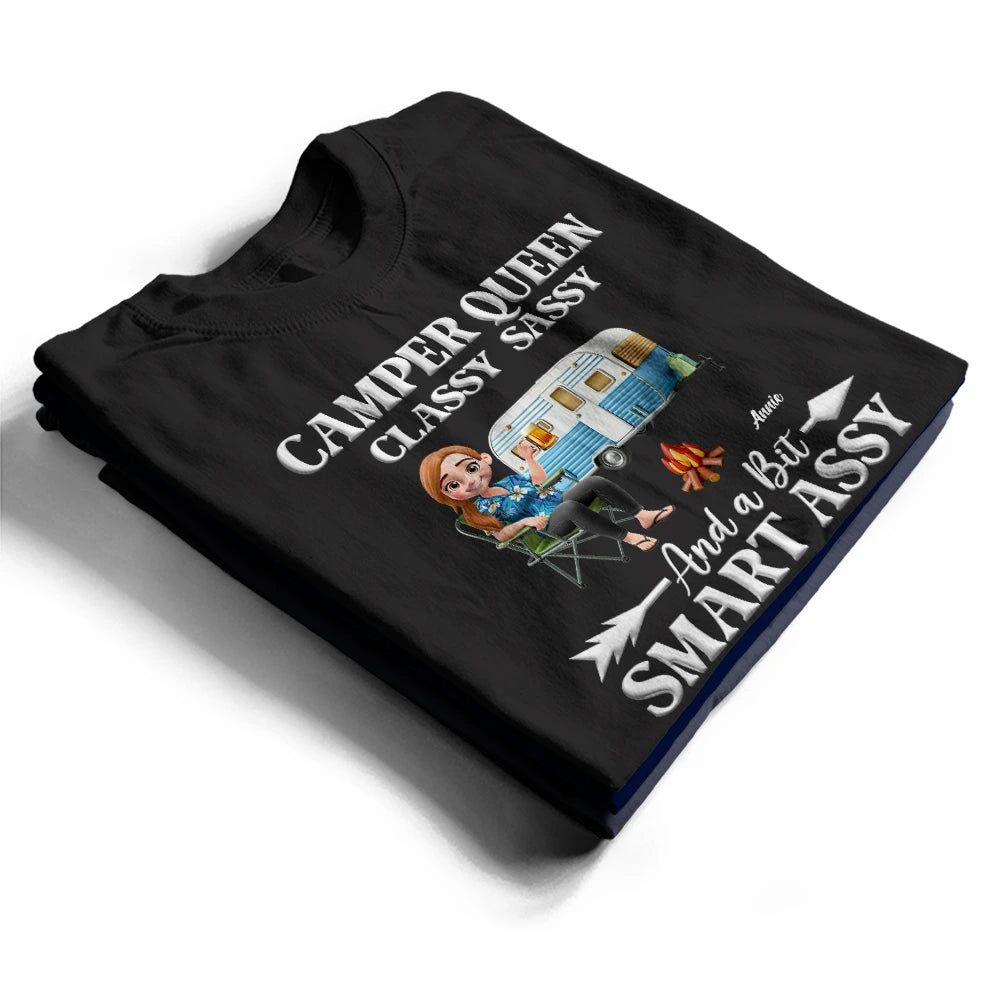 Gift For Yourself,Camping,Campsite,Happy - Camper Queen Classy Sassy - Personalized T Shirt
