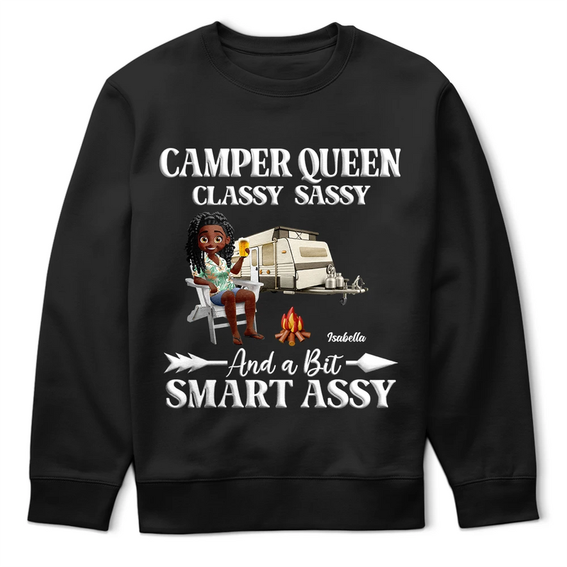 Gift For Yourself,Camping,Campsite,Happy - Camper Queen Classy Sassy - Personalized T Shirt