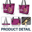 Gift For Mother,Gift For Grandma,Love,Gift For Wife - Cartoon Kid This Grandma Belongs To - Personalized Leather Tote Bag