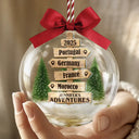 Christmas,Travel,Gift For Yourself,Gift For Couples,Happy - Christmas Ornament Travel Sign Post - Personalized 3D Acrylic Ball Ornament