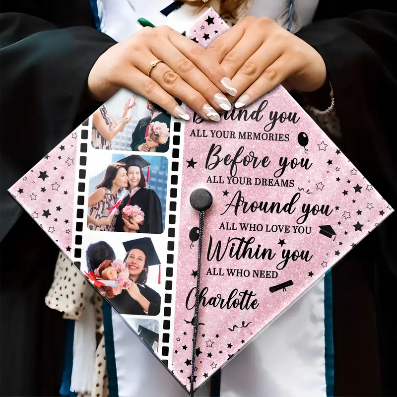 Graduation, Gift For Yourself, Happy, Custom Photo - Custom Photo Behind You All Memories - Personalized Graduation Cap Topper