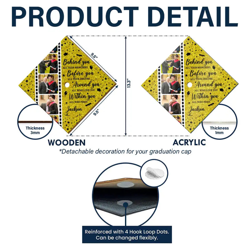 Graduation, Gift For Yourself, Happy, Custom Photo - Custom Photo Behind You All Memories - Personalized Graduation Cap Topper