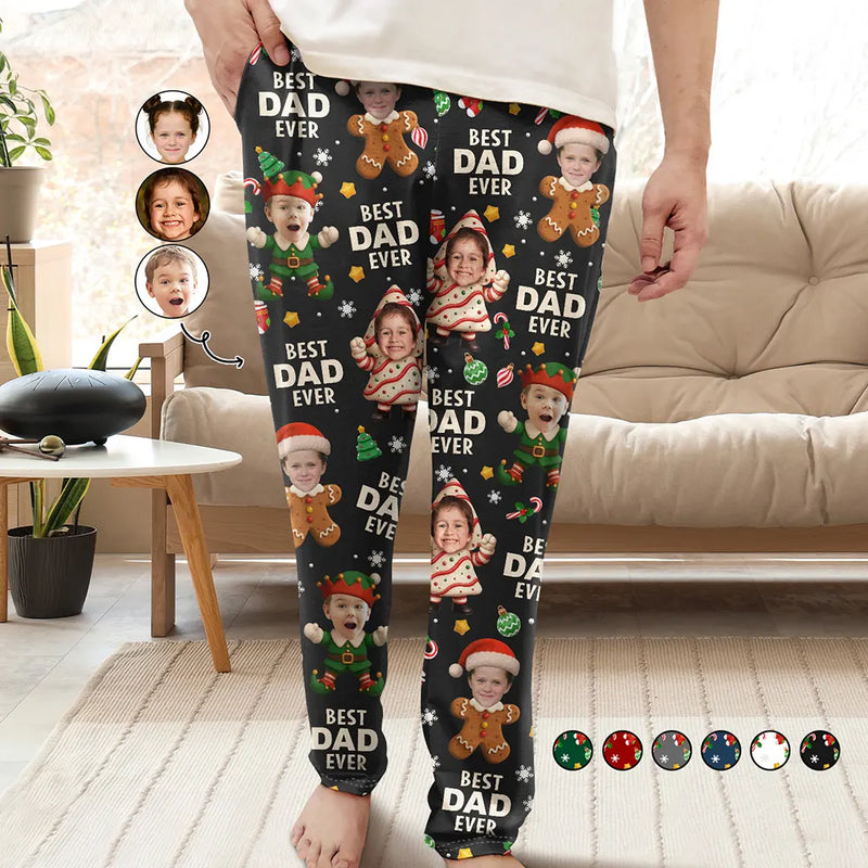 Gift For Husband,Gift For Men,Gift For Grandpa,Gift For Father,Happy - Custom Photo Best Dad Grandpa Ever Christmas Character - Personalized Pajama Pants