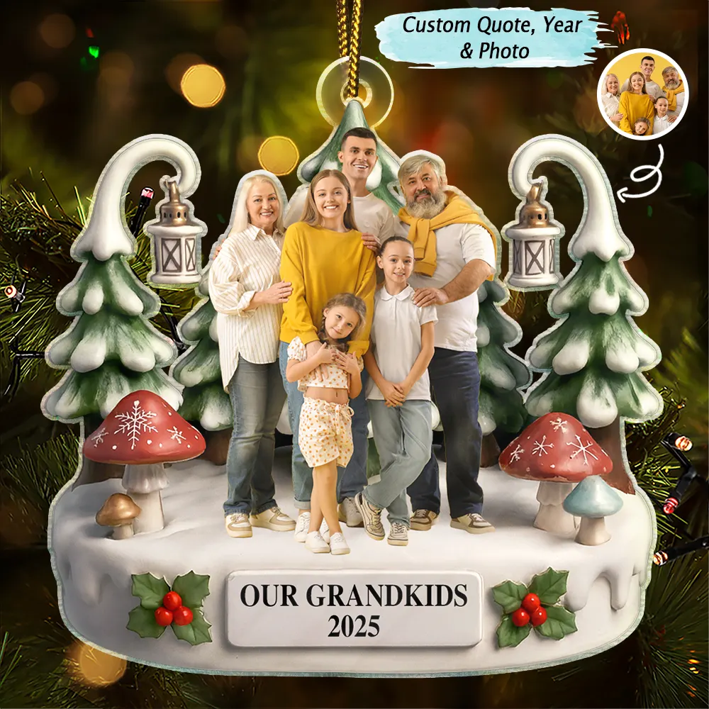 Custom Photo Christmas Our Grandkids - Personalized Custom Shaped Acrylic Ornament