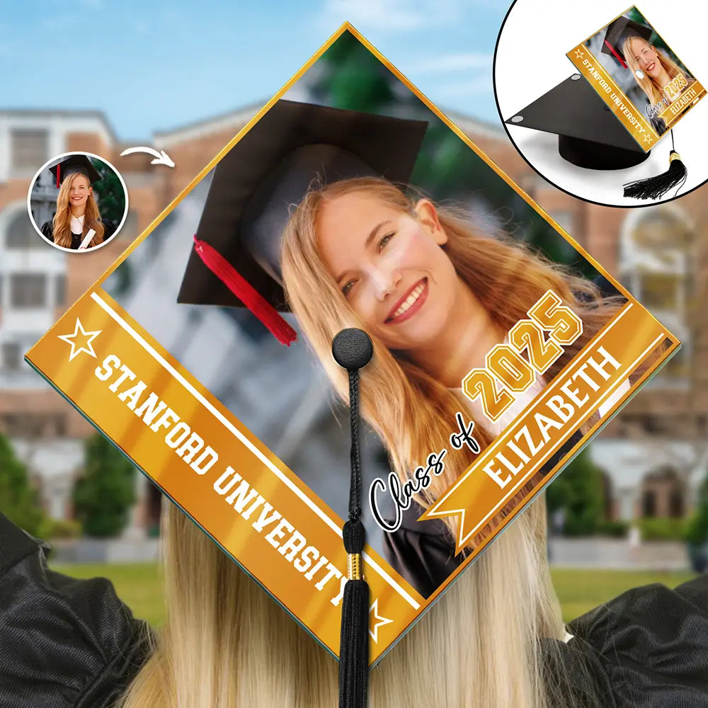 Custom Photo Class Of For Grad - Personalized Graduation Cap Topper
