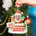Christmas, Gift For Kids, Funny - Custom Photo Cute Baby Santa In The Chimney - Personalized Custom Shaped Acrylic Ornament