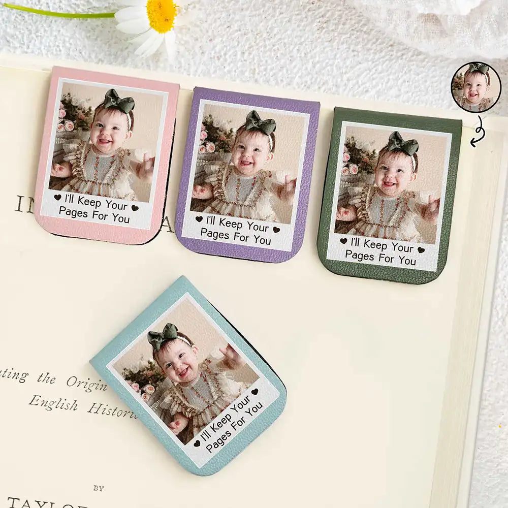 Custom Photo I'll Keep Your Pages For You - Personalized Leather Magnetic Bookmark