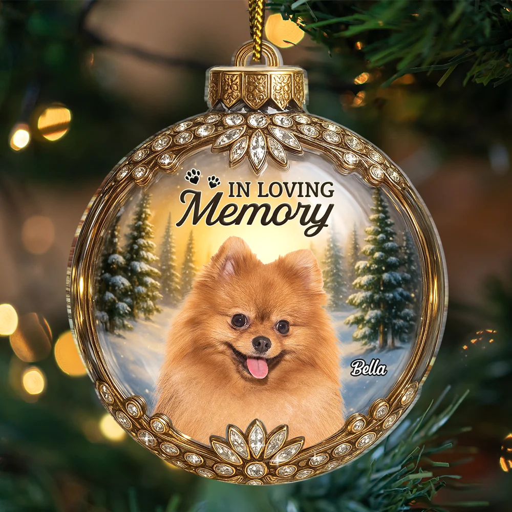 Memorial,Sad,Gift For Women,Gift For Men,Pet Lovers,Pet Mom,Pet Dad,Pet Couple,Cat Lovers,Cat Mom,Cat Dad,Cat Couple,Dog Lovers,Dog Mom,Dog Dad,Dog Couple,Top Market,Christmas - Custom Photo Memorial Christmas Forever In My Heart - Personalized Custom Shaped Acrylic Ornament