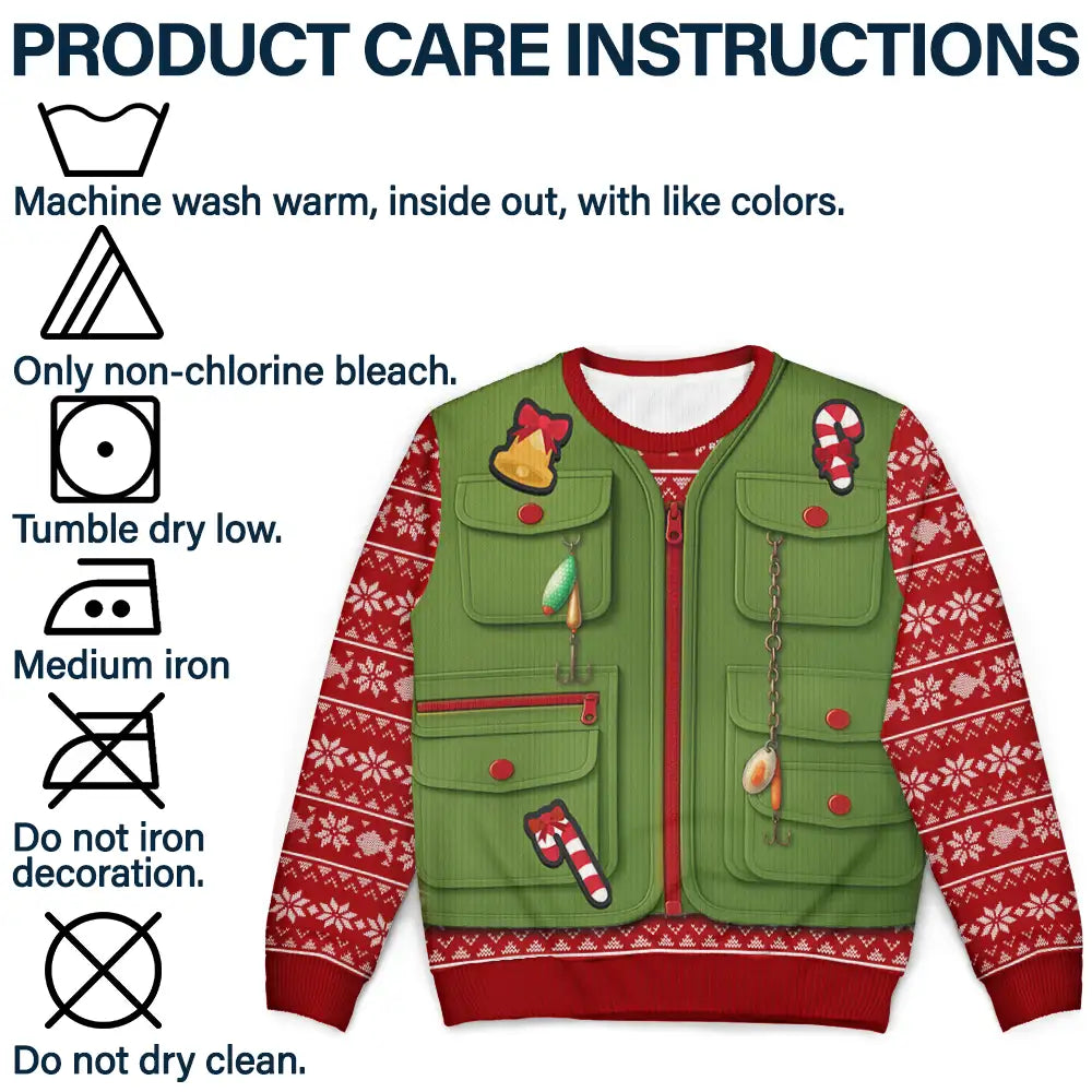 Fishing, Gift For Men, Christmas, Top Market, Happy - Custom Photo Merry Fishmas 3D Effect - Personalized Unisex Ugly Sweater