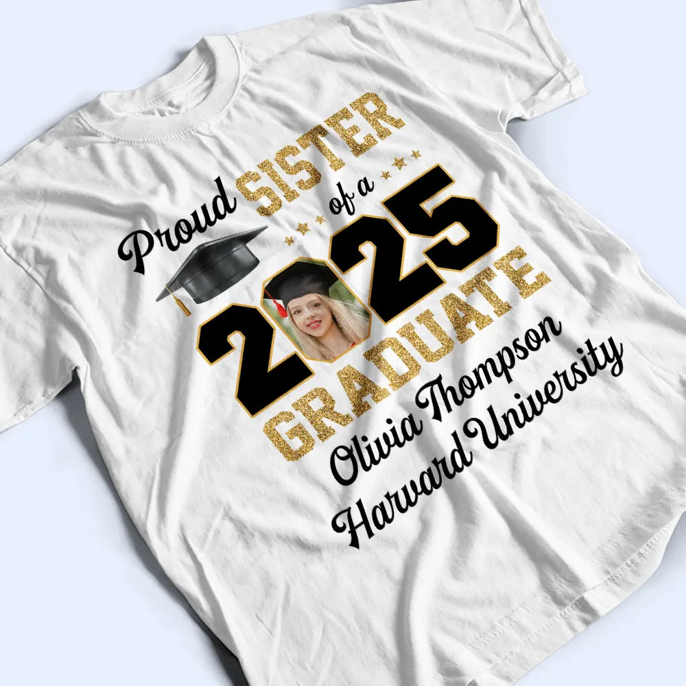 Graduation,Family - Custom Photo Proud Mom Of A Graduate - Personalized T Shirt