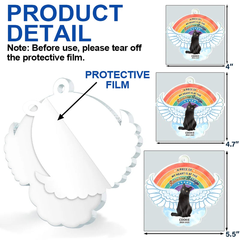 Retirement,Pet Lovers,Pet Mom,Pet Dad,Dog Lovers,Dog Mom,Dog Dad,Cat Lovers,Cat Mom,Cat Dad,Custom Photo,Christmas,Sad - Custom Photo The Rainbow Bridge - Personalized Custom Shaped Acrylic Ornament