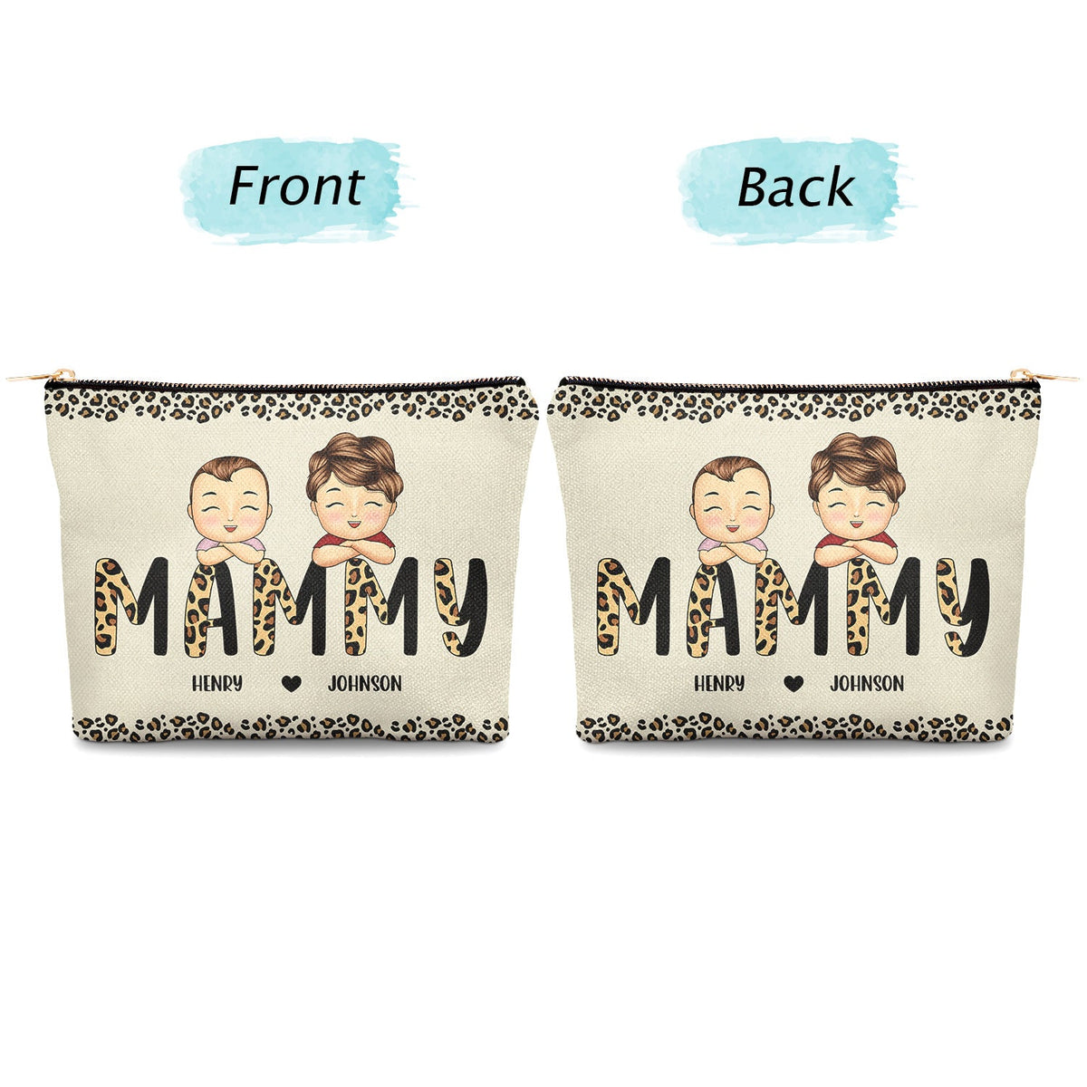 Leopard Mama Nana Title - Birthday, Loving Gift For Mom, Mum, Mother, Grandma, Grandmother - Personalized Cosmetic Bag