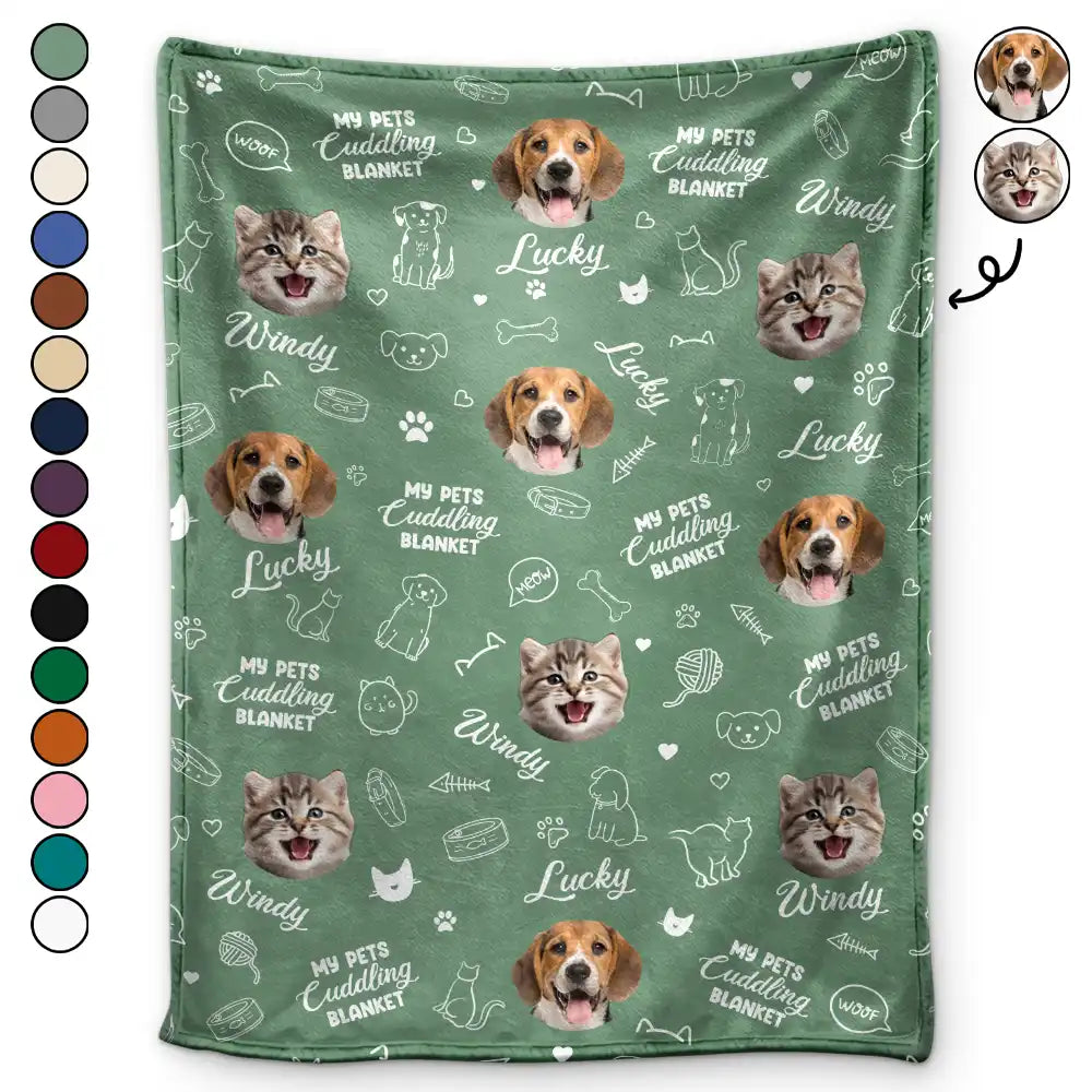 Custom Photo,Pet Lovers,Dog Lovers,Cat Lovers - Custom Photo My Cat Cuddling Blanket - Personalized Fleece Blanket, Sherpa Blanket