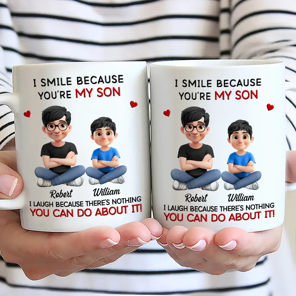 Gift For Son,Dad - Sons,Dad - Daughters (Adult),Dad - Daughters (Young),Gift For Daughter,Grandpa - Grandkids,Gift For Grandkids,Happy - Dad Grandpa I Smile Because You Are My Daughters Sons Grandkids - Personalized Mug