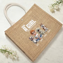Dog Mom,Happy,Summer,Beach,Dog Lovers - Dog Mom A Girl And Her Dog - Personalized Jute Beach Bag