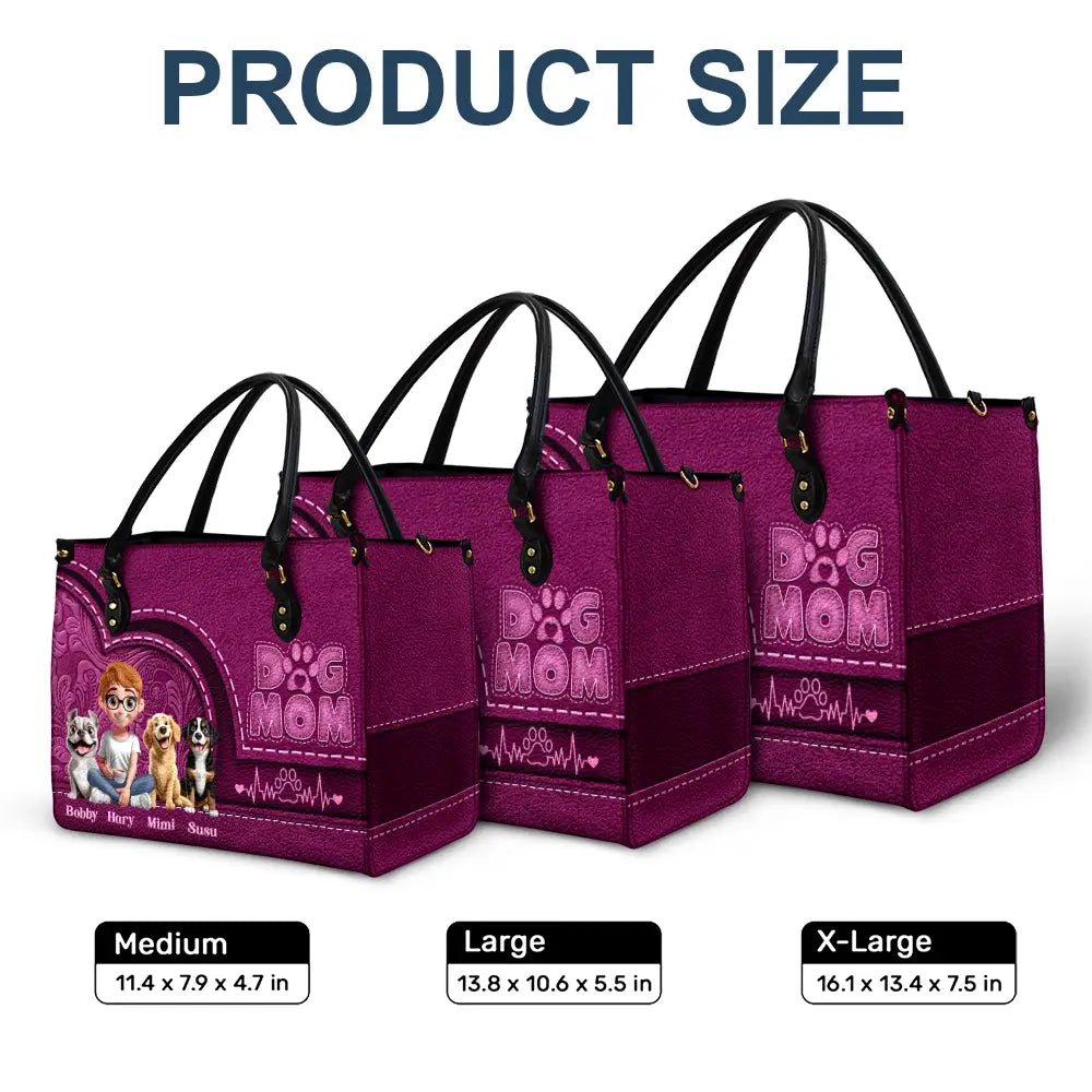 Dog Mom,Dog Lovers - Dog Mom Mum 3D Effect - Personalized Leather Bag