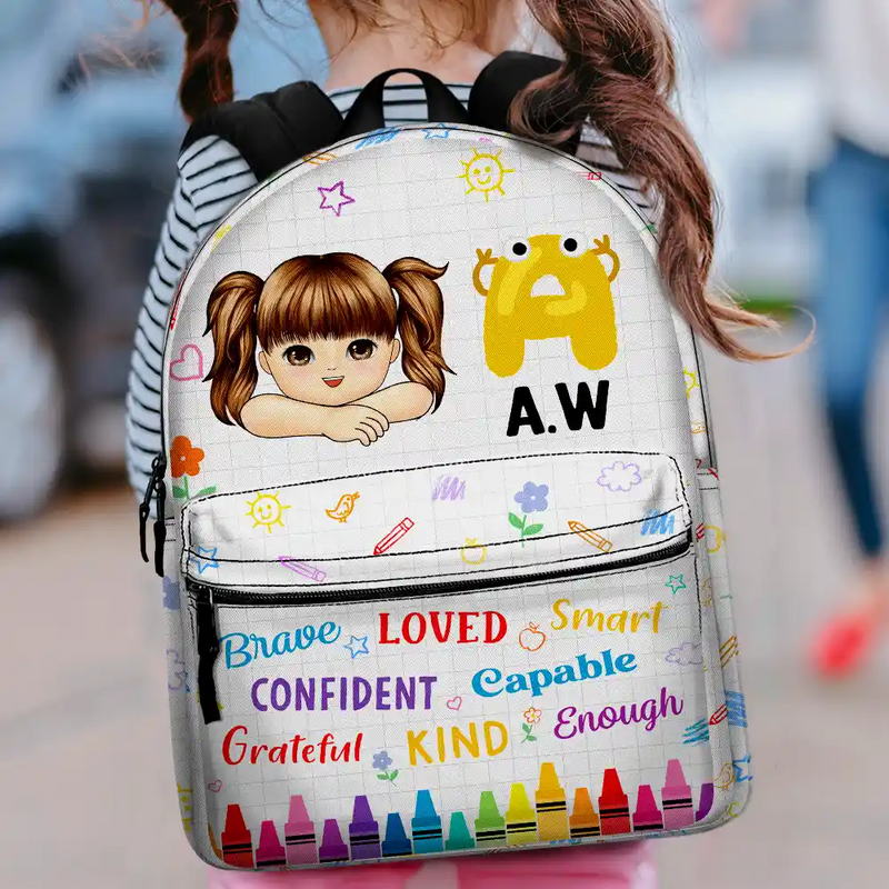 I'm Kind Loved Confident Alphabet - Personalized Canvas Backpack