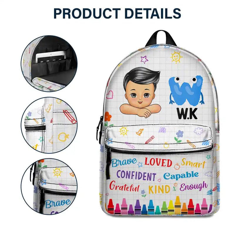 I'm Kind Loved Confident Alphabet - Personalized Canvas Backpack