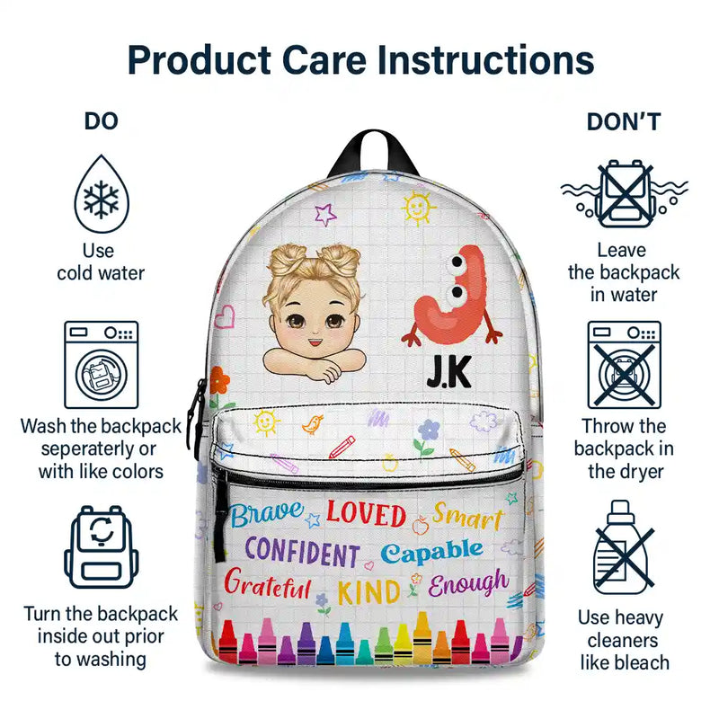 I'm Kind Loved Confident Alphabet - Personalized Canvas Backpack