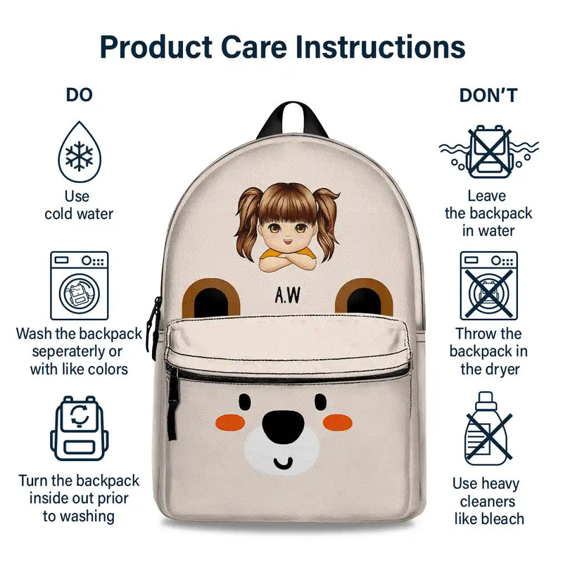 Teddy Bear Kid - Personalized Canvas Backpack