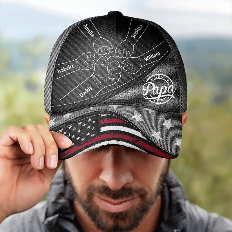 Gift For Husband,Gift For Father,Happy,Gift For Grandpa,Gift For Men - Fist Bump Best Dad Ever Papa Flag - Personalized Classic Cap
