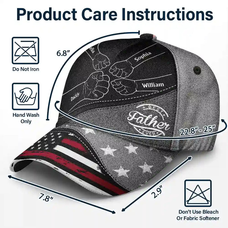 Gift For Husband,Gift For Father,Happy,Gift For Grandpa,Gift For Men - Fist Bump Best Dad Ever Papa Flag - Personalized Classic Cap