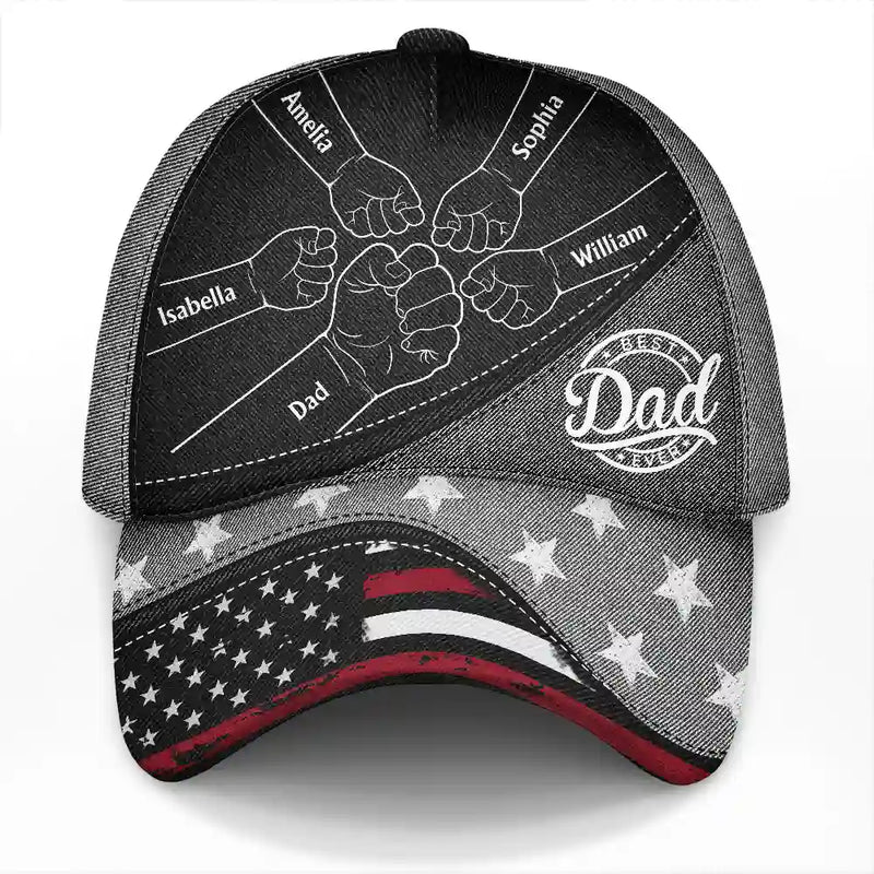 Gift For Husband,Gift For Father,Happy,Gift For Grandpa,Gift For Men - Fist Bump Best Dad Ever Papa Flag - Personalized Classic Cap